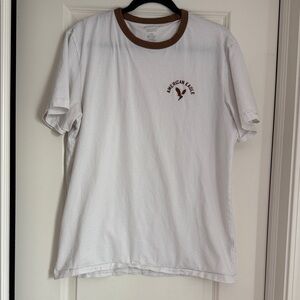 American Eagle Outfitters White Tee with Brown Collar